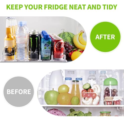 Drink Organizer for Fridge, Soda Can Organizer for Refrigerator with Automatic Pusher Glide, Adjustable Width Drink Dispenser for Fridge, Holds up to 25 Cans or Bottles, 5 Row - view 4