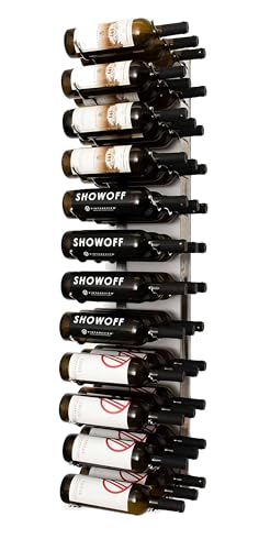W Series Pro Wine Rack 4 - Metal Wall Mounted Wine Rack - Modern, Label Forward Wine Storage - Space Saving Wine Rack with 36 Bottle Storage Capacity (Brushed Nickel)