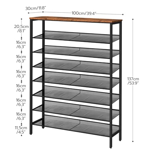 Shoe Rack for Entryway, 8-Tier Shoe Shelf, Large Capacity Shoe Storage Organizer for 32-40 Pairs of Shoes, Front Door Entrance, Hallway, Closet, Space Saver, Rustic Brown and Black BF118XJ01G1 - view 2