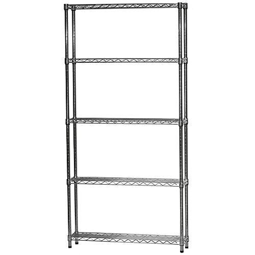 Shelving Inc. 8" d x 36" w x 64" h Chrome Wire Shelving with 5 Tier Shelves