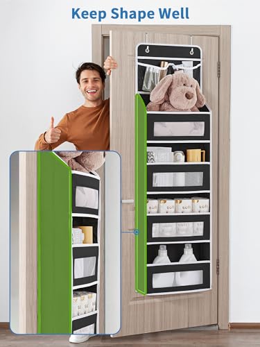 2 Pack 5-Shelf Over Door Organizer, Upgrade Hanging Storage with Clear Window, 50 lbs Load Storage Organizer for Bedroom, Bathroom, Nursery, Baby Kids Toys, Diapers, Pantry, Black - view 3
