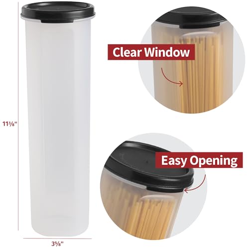 Tall Clear Spaghetti Pasta Container Storage With Lid.Multi-Purpose Kitchen Pantry Organization And Food Storage For Noodles Beans Straws - Airtight Leakproof Spaghetti Keeper BPA Free 37 oz. - view 4