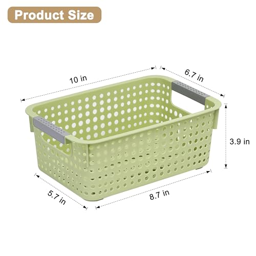4-Pack Hollow Plastic Storage Baskets with Handles(Green, Small) - view 2