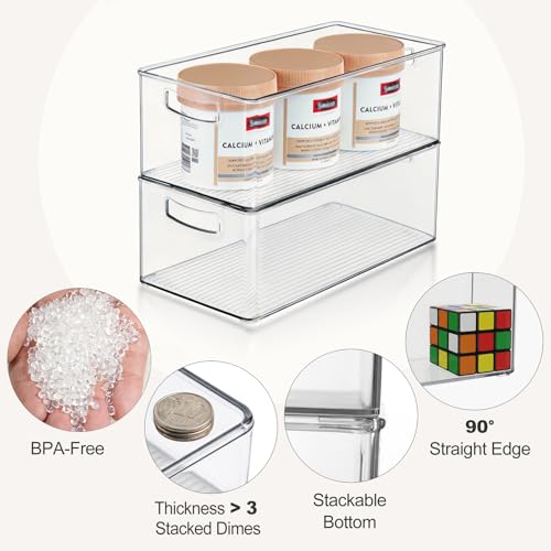 8 Pack Freezer Organizer Bins,Stackable,Clear Bins for Fridge,Pantry - view 5