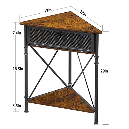 3 tier Corner Table/Cabinet with Flip Door and Storage Shelves, Free-Standing Organizer for Compact Space in Living Room/Study/Lobby/Bedroom,Industrial - view 2