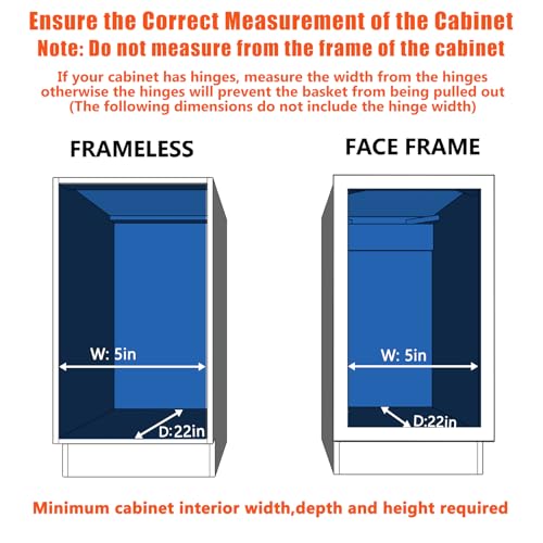 Pull Out Cabinet Organizer, Pull Out Shelves 5½" W x 21½" D, Heavy Duty Cabinet Drawers Slide Out Kitchen Organizers Storage Shelf - view 4