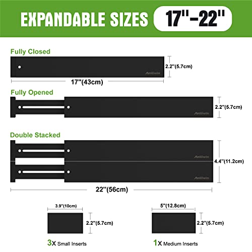 6Pcs Expandable Bamboo Drawer Dividers, Fits 17.6-21.6" Drawers - view 3