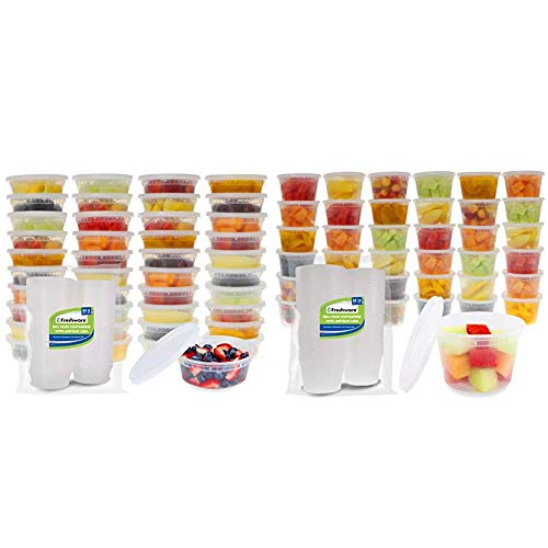 50-Set 8 oz and 36-Set 16 oz Food Storage Containers Bundle | 86 BPA-Free Plastic Deli Containers with Lids | Leakproof | Microwave/Dishwasher Safe