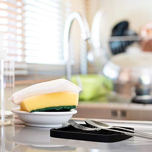 ZAPPOWARE Silicone Sponge Holder -soap Tray - 5.9" X 4.33" Set -2pcs (Black) - view 6