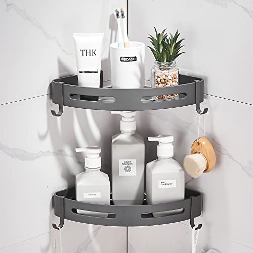 2-Tier Corner Shower Shelf, Dark Grey