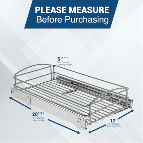 RS-MUB-11-FN 5 in. H x 12 in. W x 20 in. D Multi-Use Pull-Out Basket Cabinet Organizer in Silver - view 4