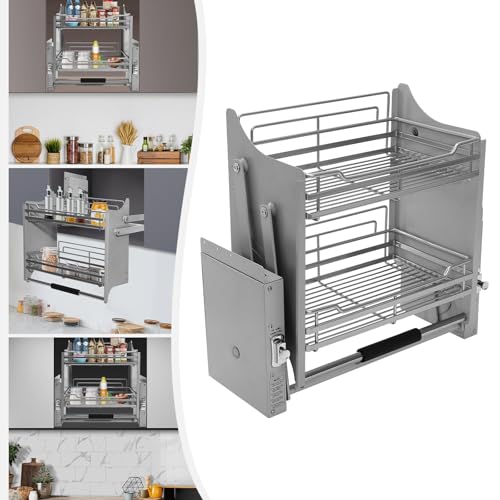 Cabinet Pull Down Shelf, 22.1 Inch Cabinet Pull Down Shelving System Blind Corner Cabinet Pull Out Kitchen Wall Sliding Shelf Pull-Out Home Organizers Cabinet Storage (A2) - view 3