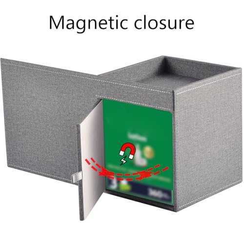 Plus Size Tissue Box Cover-Square Linen Tissue Cover with Side Storage and Tray,Modern Makeup Organizer,Leather Tissue Holder Decorative Cube Organizer for Living Room Vanity NightStand Office,Grey - view 5