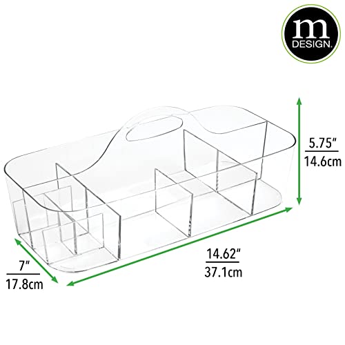 Divided Cosmetic Organizer - Plastic Caddy with Handle - Clear - view 4