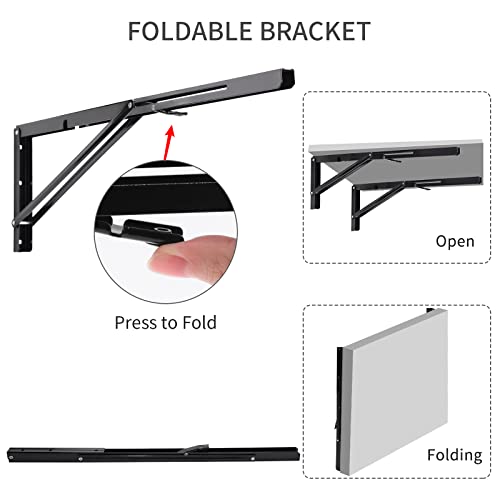 24 Inch Folding Shelf Bracket, Heavy Duty L Bracket, Black, 2 Pack - view 3
