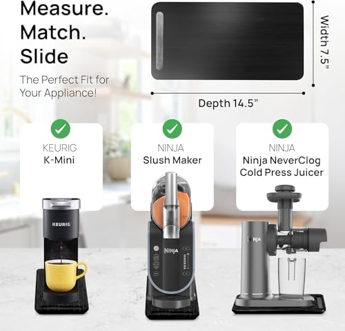 Appliance Slider, Sliding Tray for Coffee Maker, 7.5 x 14.5 in, Black - view 5