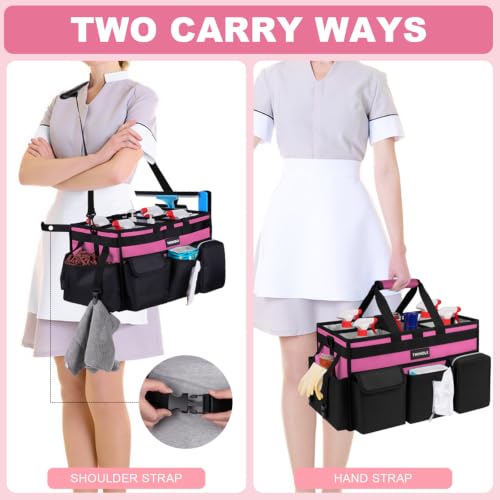 Large Cleaning Caddy With Detachable Divider And Support Board, Large Cleaning Supply Caddy With Adjustable Shoulder Strap & Waist Belt For Cleaners,Housekeepers - view 5