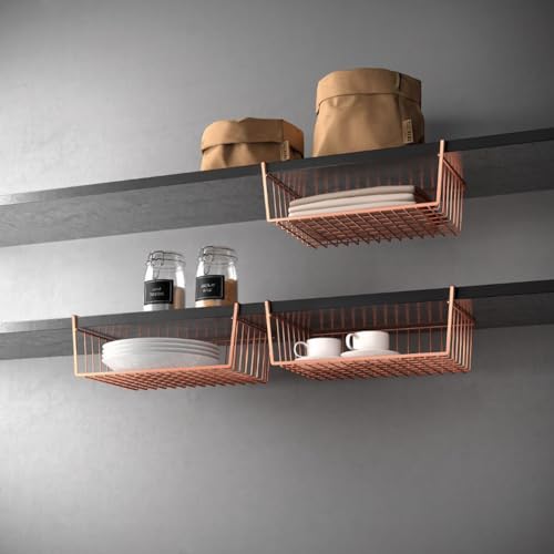 Metaltex Kanguro Undershelf Basket - Multipurpose, Space-saving Organiser for Home and Kitchen Essentials or Bathroom Products - Polytherm Copper, 40 x 26 x 14 Centimetres - view 5