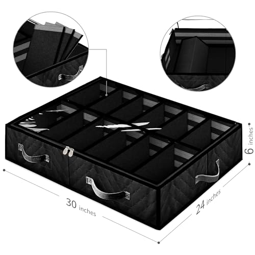 Set of 2, Under Bed Shoe Storage Organizer, Black - view 4