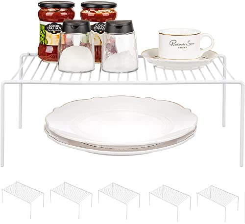 Kitchen Cabinet Shelf Organizer Set of 6, Medium (13 x 9.4 inch) Metal Wire Pantry Storage Shelves, Dish Plate Racks for Cabinets, Freezer, Counter, Cupboard Organizers and Storage, White - view 2