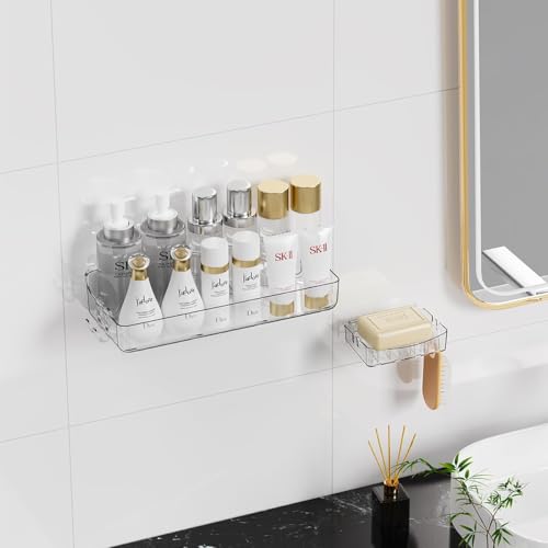 Crystal-Clear Shower Caddy with Soap Dish & Adhesive Pads, 2 Pack - view 6