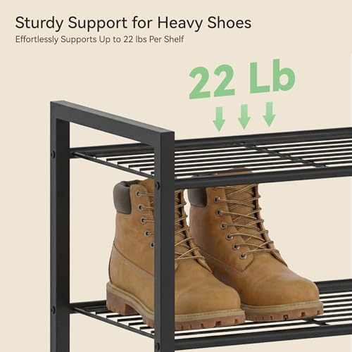 Narrow Shoe Rack, 10-Tier Metal Shoe Organizer,Tall Shoe Shelf with Anti-Tip Strap, Max Holds 22 Pairs,Space Saving for Closet,Entryway,Black - view 5