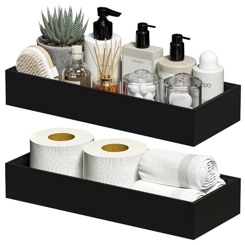 Bamboo Toilet Tank Tray, 15" x 6" x 2.5", Black