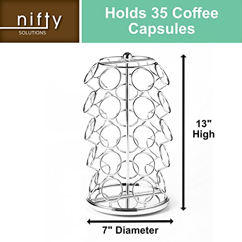 Nifty K Cup Holder – Compatible with K-Cups, Coffee Pod Carousel | 35 K Cup Holder, Spins 360-Degrees, Lazy Susan Platform, Modern Chrome Design, Home or Office Kitchen Counter Organizer - view 3