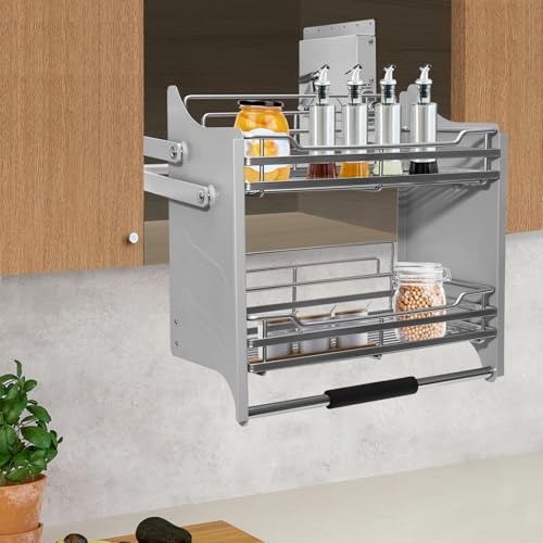 Cabinet Pull Down Shelf, 22.1 Inch Cabinet Pull Down Shelving System Blind Corner Cabinet Pull Out Kitchen Wall Sliding Shelf Pull-Out Home Organizers Cabinet Storage (A2) - view 2