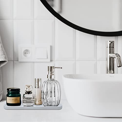 Silicone Organizer Tray, Soap and Sponge Holder for Kitchen Sink, Bathroom - Storage Tray for Dish Brush, Soap Dispenser, Dishwashing Accessories- 2 Pack (White) - view 6