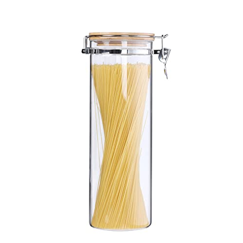 68 oz Tall Glass Spaghetti Jar with Airtight Clamp Lid