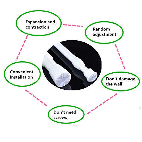 Cupboard Bars Tension Rods, 6 Pack 11.8-20 Inches Spring Tensions Rods Steel Adjustable Tension Curtain Rod Shower Rod Closet Rod Window Rods White - view 7