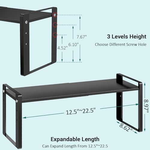 2 Pack Expandable Cabinet Organizer Shelves, 88lbs High Weight Capacity, Stackable Heavy-Duty Metal Storage Rack, Adjustable Cabinet Shelf for Kitchen, Pantry, Cupboard, Under Sink, Black - view 4