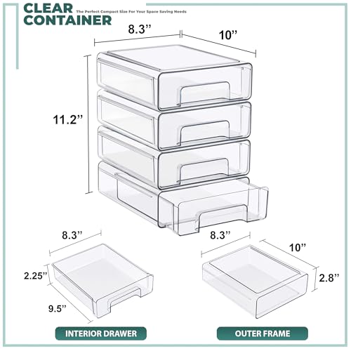 Clear Stackable Storage Drawers with Handles (Medium, 4 Pack) - view 3
