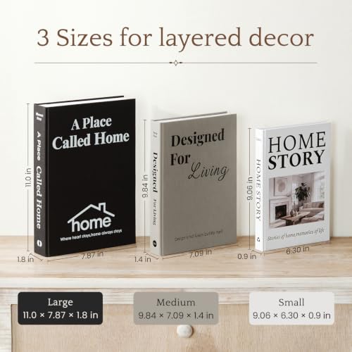 Aesthetic Decorative Books-Set of 3 Linen Fake/Faux Books for Modern Home Decoration on Coffee Table, Bookshelf or Mantel-Photo Storage Solution and as a Keepsake Box - view 3
