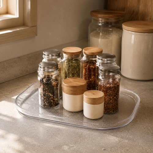 Refrigerator Storage Tray 360 Degree Rotating Fridge Turntable Transparent Organizer Tray for Easy Access Suitable for Home Pantry Beverage Container Arrangement - view 6