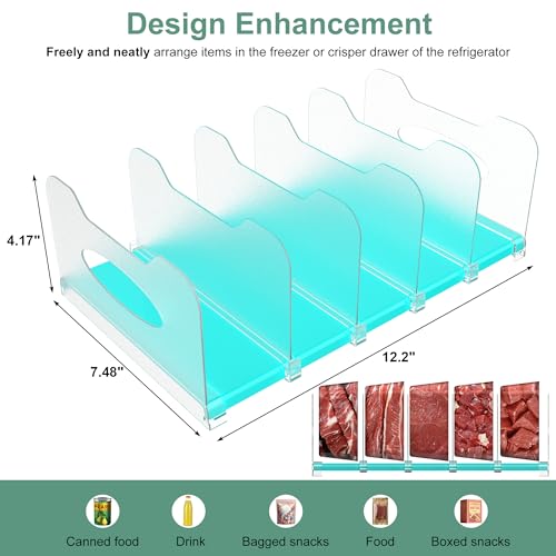 Freezer Organizer,12" Visible Fridge Organizer Rack with Removable Dividers - view 3