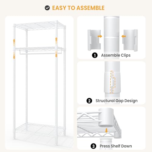 Heavy Duty Freestanding Clothes Rack, White, Mini 3 Layers - view 3