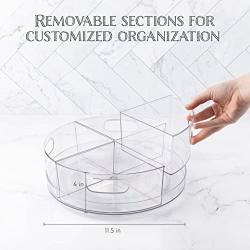 Lazy Susan Turntable - Clear Acrylic, Removable Sections, Rotates 360 Degrees. Easily Organize Your Fridge, Cabinet or Counter. Great Carousel Storage for Food, Spices, Cosmetics. (4-Sections) - view 2