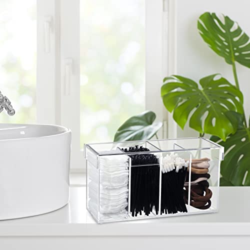 1 Pack 4 Compartment Acrylic Makeup Organizer with Lid Lash Cart Organizer - view 6