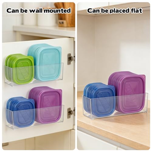 2 Pack Kitchen Cabinet Door Organizer, Lid Organizer Inside Cabinet Wall Mounted Plastic Storage Box Stackable Under Sink Lunchbox Lid Container for Kitchen Bathroom Office Organization - view 4
