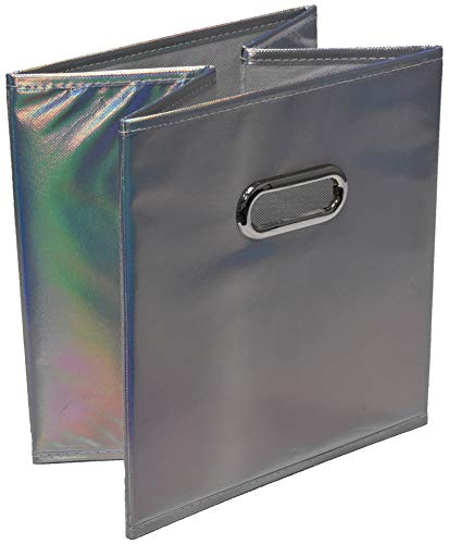 6-Pack Foldable Cube Storage Bins – Decorative Collapsible Organizer for Shelves, Closets, Underbed, Clothes, or Kids’ Toys (Shiny Silver) - view 5