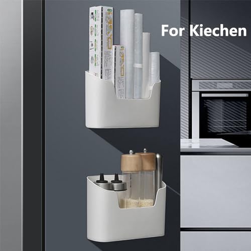 Adhesive Cabinet Door Organizer, Lid Organizer for Food Storage Container Lid, Wall Mounted Over Pantry Door Organizer Bin Holder Caddy for Plastic Lid Kitchen Bathroom, White, 2 Pack - view 3