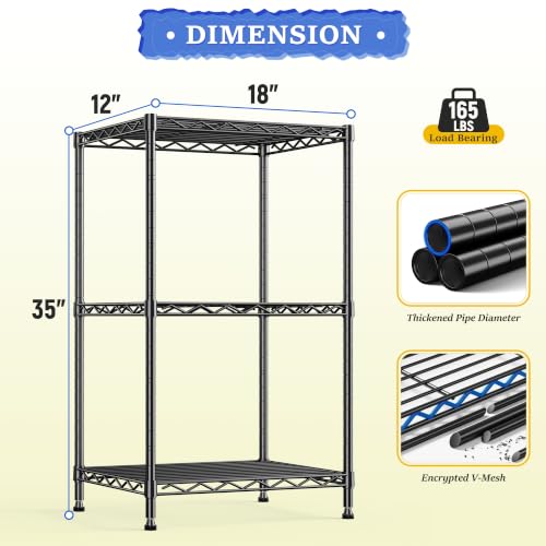 3-Tier Narrow Shelf Adjustable Storage Rack for Closet Bedroom - view 3