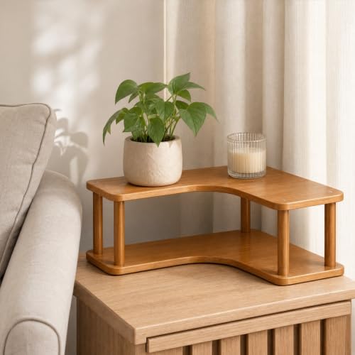 Corner Tabletop Storage Shelf Open Shelving Multi-Layer Tabletop Corner Shelf Compact for Countertop, 3 Tier - view 4