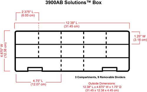 3900AB Solutions Extra Long Box, Art & Craft Organizer with Removable Dividers, [1] Plastic Storage Case, Clear, 12.4" x 4.9" - view 3