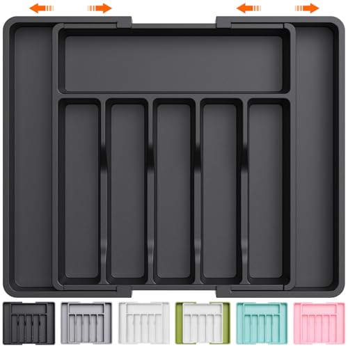 Extra Large Silverware Drawer Organizer, Expandable Utensil Tray