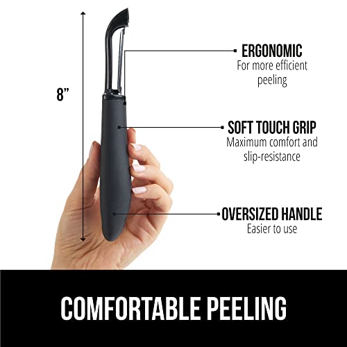 Swivel Vegetable Peeler and Pizza Cutter Wheel, Peeler is Dishwasher Safe,Pizza Cutter is Rust Resistant, Both in Black Color, 2 Item Bundle - view 3