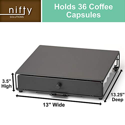 Nifty Rolling Coffee Pod Drawer – Black Finish, Compatible with K-Cups, 36 Pod Pack Holder, Compact Under Coffee Pot Storage Drawer, Slim Home Kitchen Counter Organizer - view 3