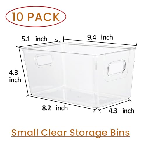 10 PACK Clear Storage Bins Clear Storage Containers for Kitchen Pantry Organization, Organizing Bins with Built in Handles, Cabinet Organizers - view 4
